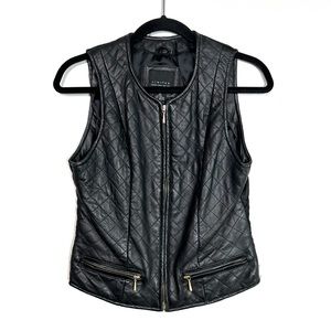 LIMITED Black Quilted Leather Vest with Zip Pockets size XS